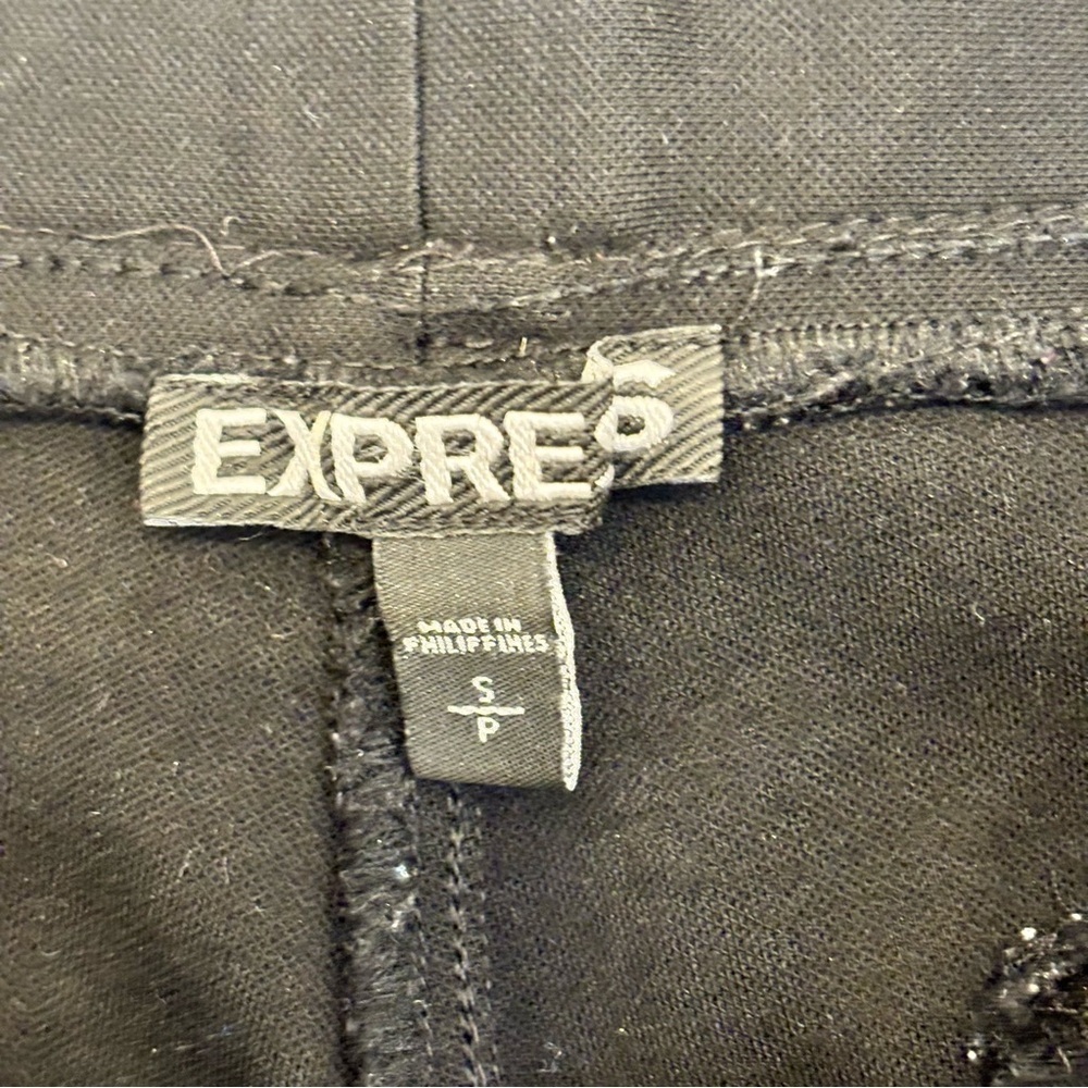 Express Mid Rise Pull On Straight Leg Stretch Ponte Trouser Pants Black Small - Picture 6 of 7